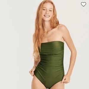 J Crew ruched bandeau one piece safari (green) 6